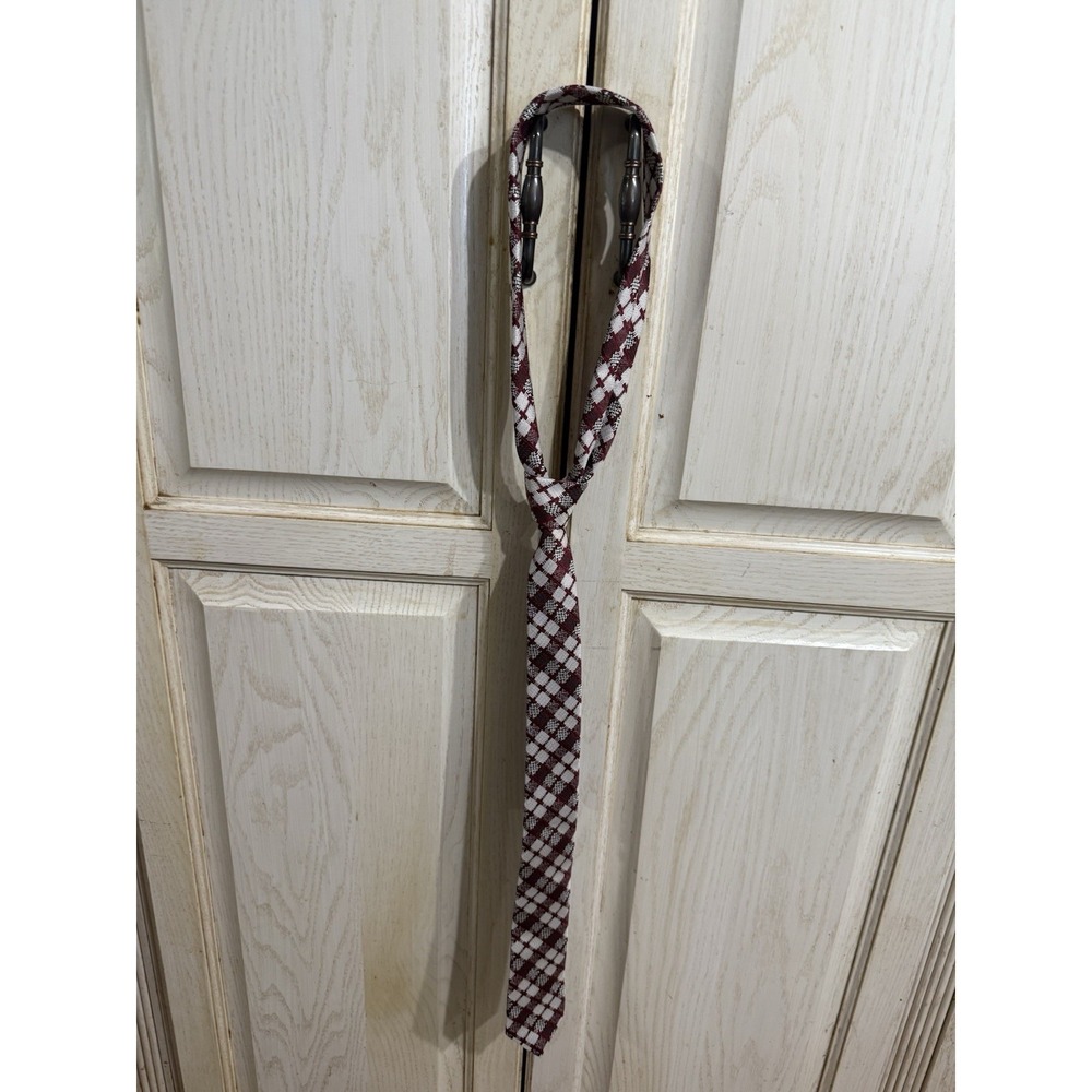 IMANI‎ UOMO Red Silver 100% Silk Microfiber Hand Made Tie